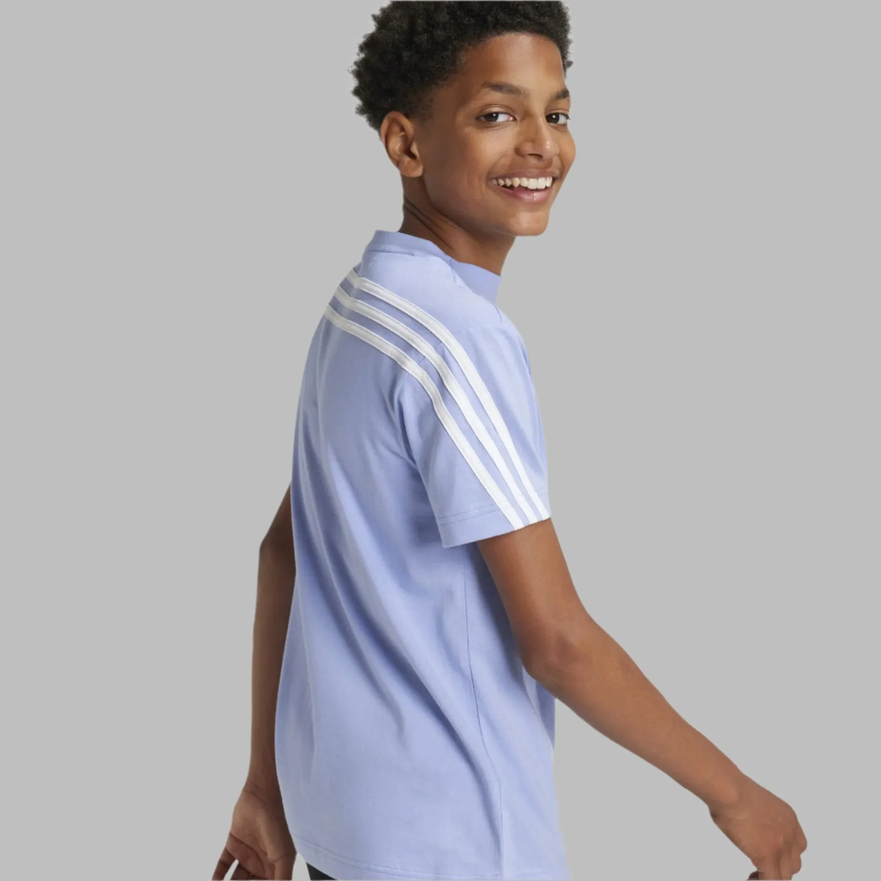 ADIDAS KID'S FUTURE ICONS 3-STRIPES BLUE SPARK TEE