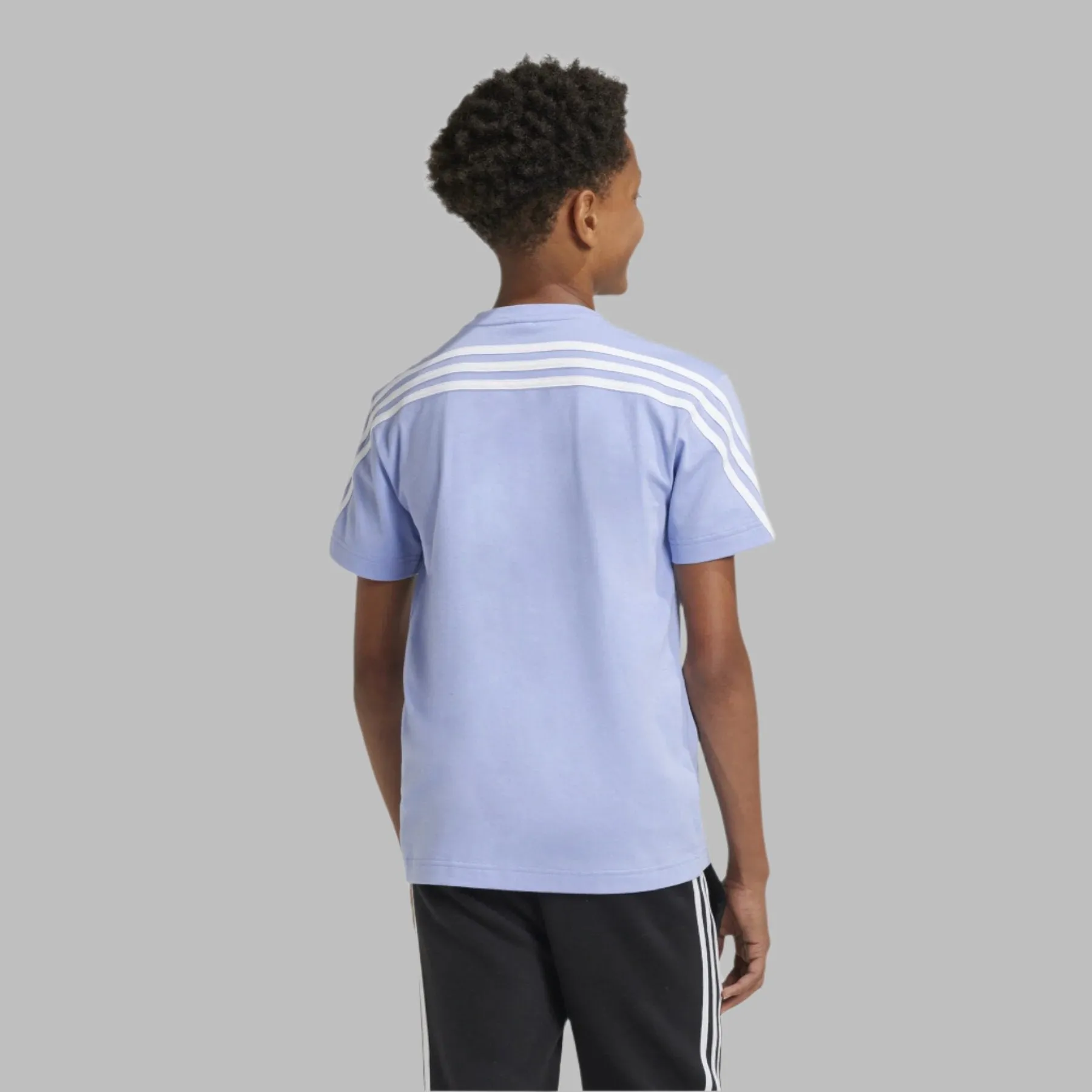 ADIDAS KID'S FUTURE ICONS 3-STRIPES BLUE SPARK TEE