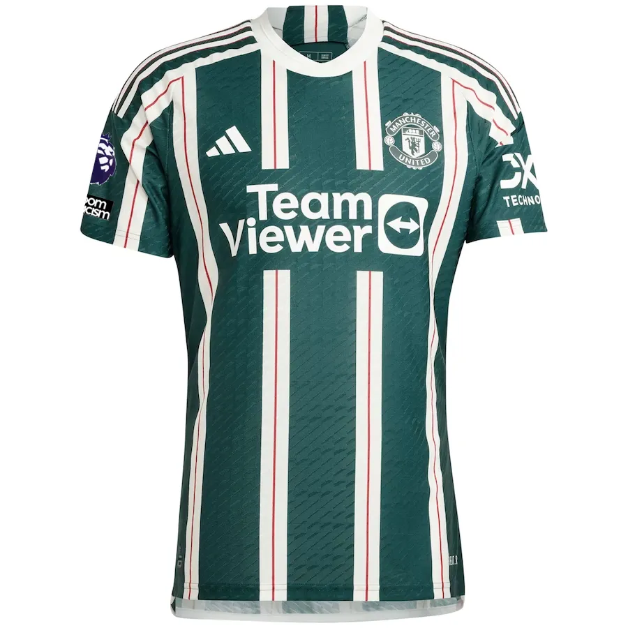 adidas Manchester United Authentic Alejandro Garnacho Away Jersey w/ EPL   No Room For Racism Patches 23/24 (Green Night/Core White/Active Maroon)