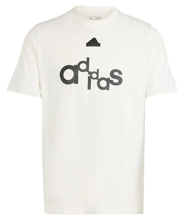 Adidas Mens Graphic Print T shirt Off white