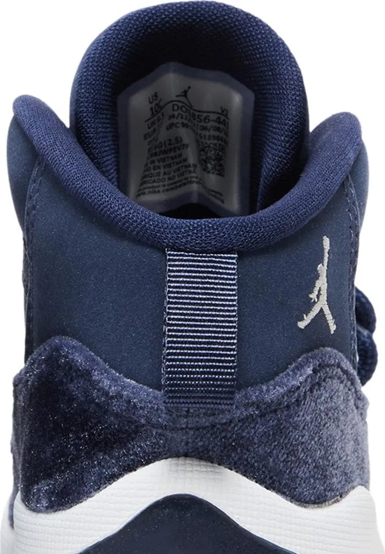 Air Jordan 11 Retro TD Midnight Navy Velvet Sneakers, Blue