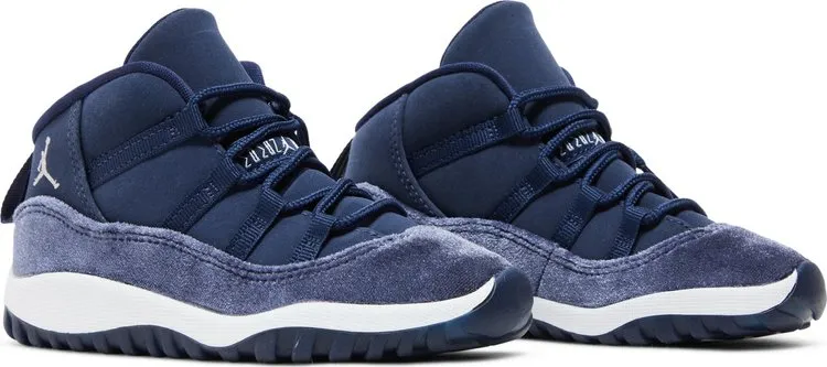 Air Jordan 11 Retro TD Midnight Navy Velvet Sneakers, Blue