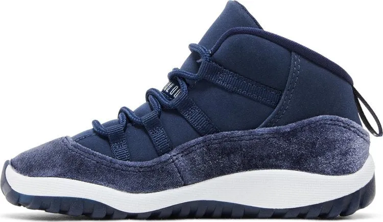 Air Jordan 11 Retro TD Midnight Navy Velvet Sneakers, Blue