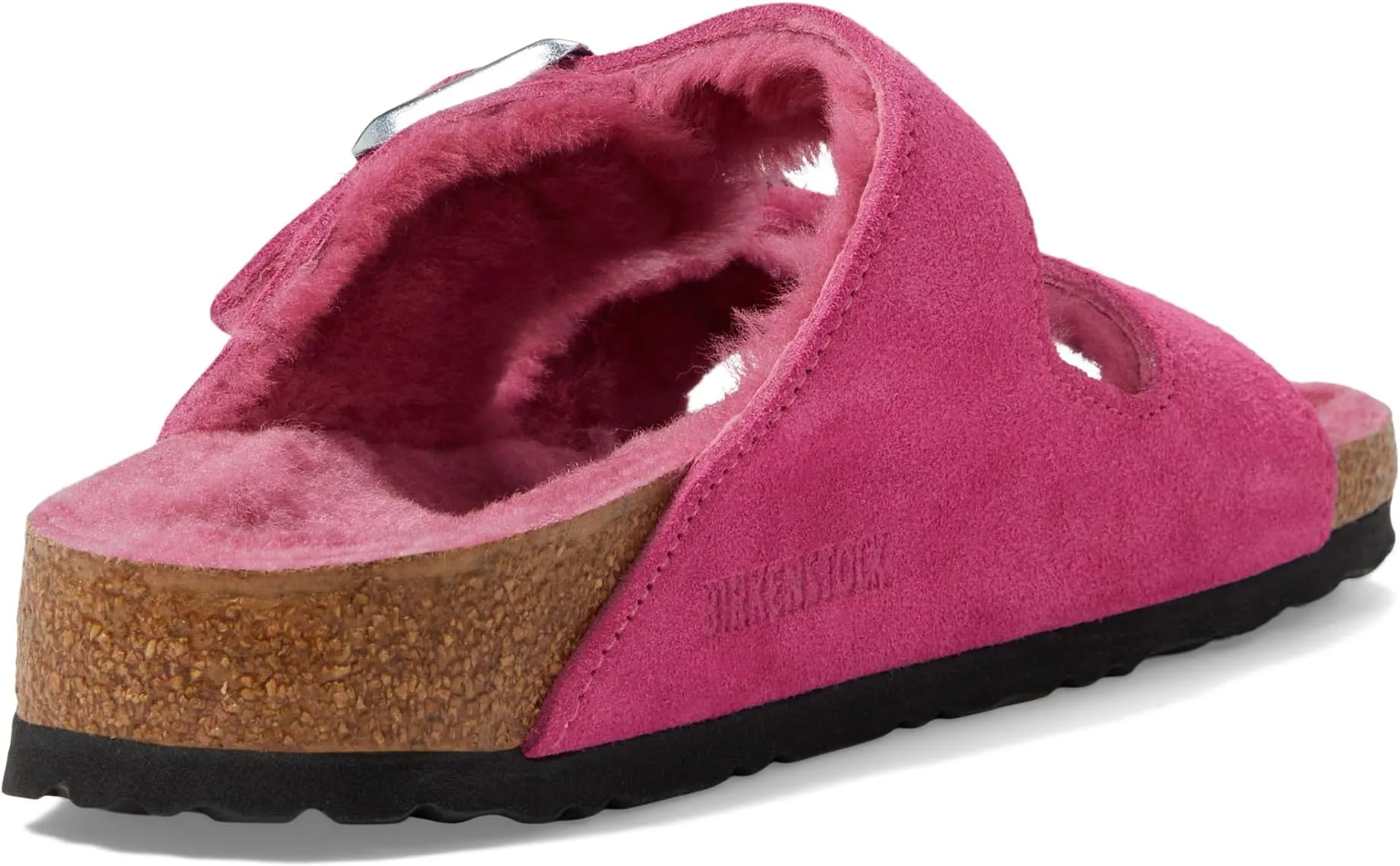 Arizona Shearling Flat Sandal - Suede Birkenstock in Fuchsia Tulip/Fuchsia Tulip