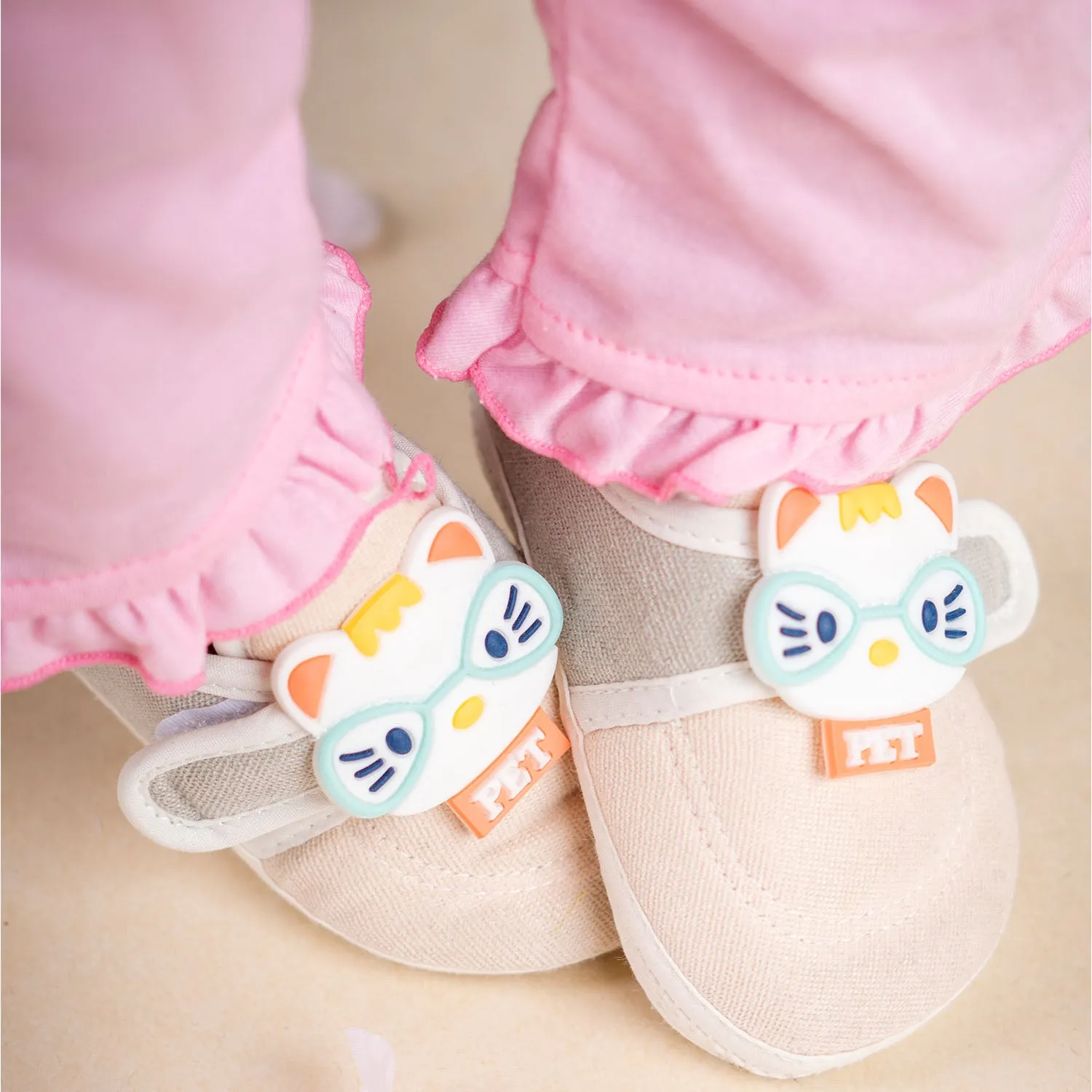 Baby Moo Kitty Love Soft Sole Anti-Slip Booties - Beige