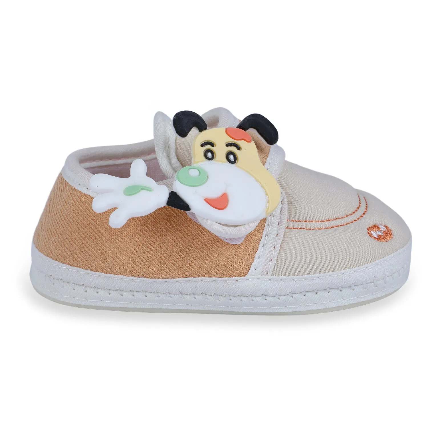 Baby Moo Puppy Face Soft Sole Anti-Slip Booties - Beige