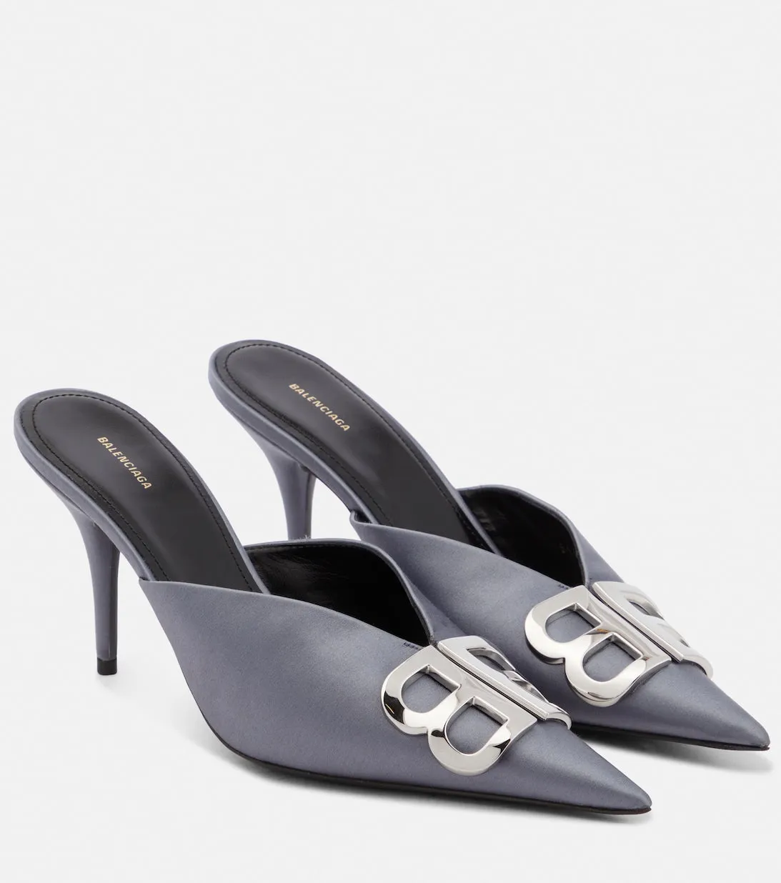 BB Balenciaga satin mules, gray