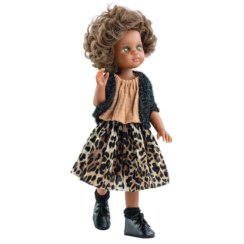 Black Cardigan and Leopard Print Skirt Set (Las Amigas)