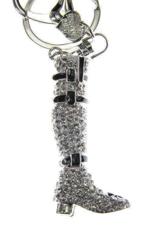 Boot Shoes Diamante Bag Charm Keyring