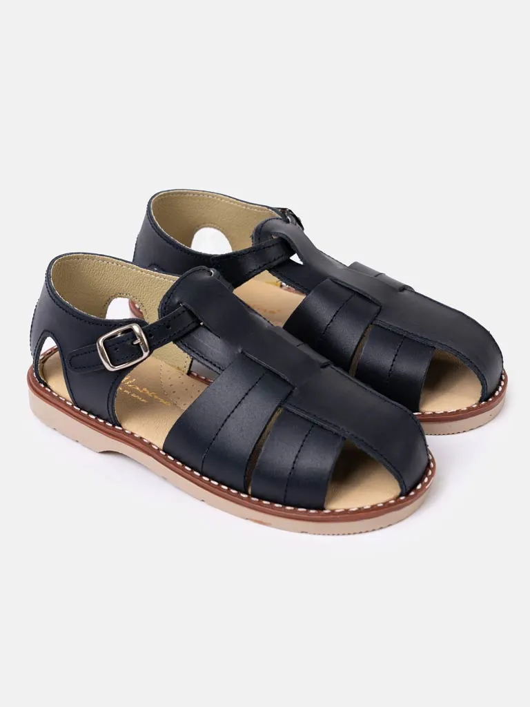 Boys Leather Sandals - Black