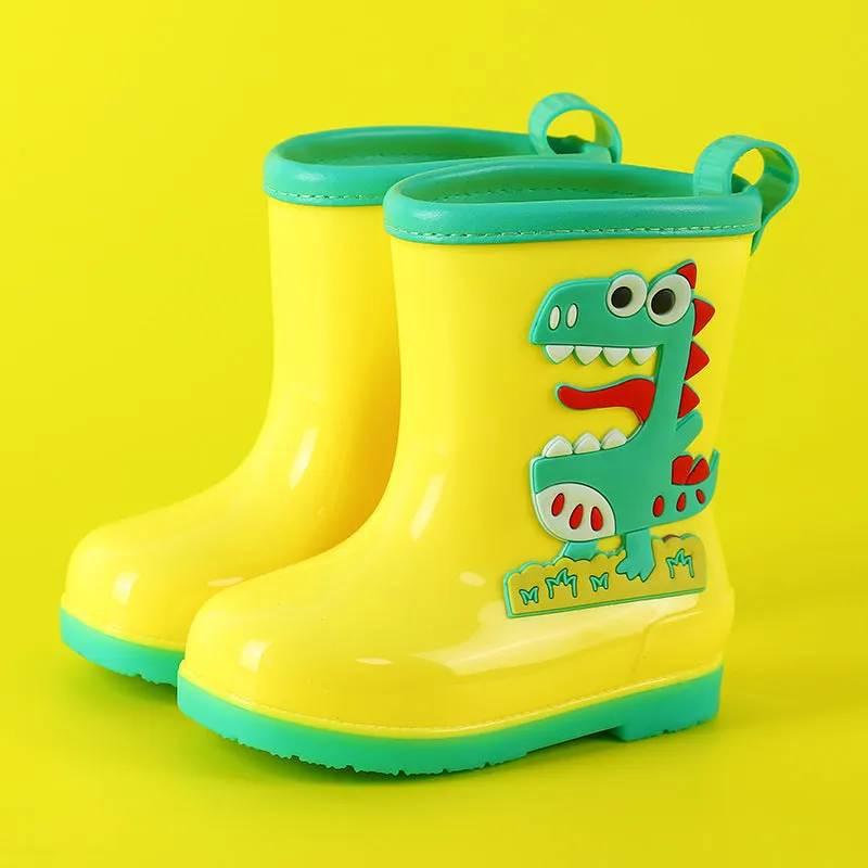 Children's cartoon rain boots, cute boys medium and large children's waterproof rain boots, primary school students' removable cotton sleeves, medium tube water shoes