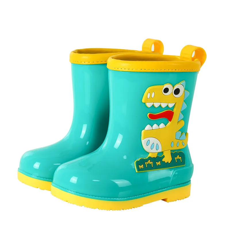 Children's cartoon rain boots, cute boys medium and large children's waterproof rain boots, primary school students' removable cotton sleeves, medium tube water shoes