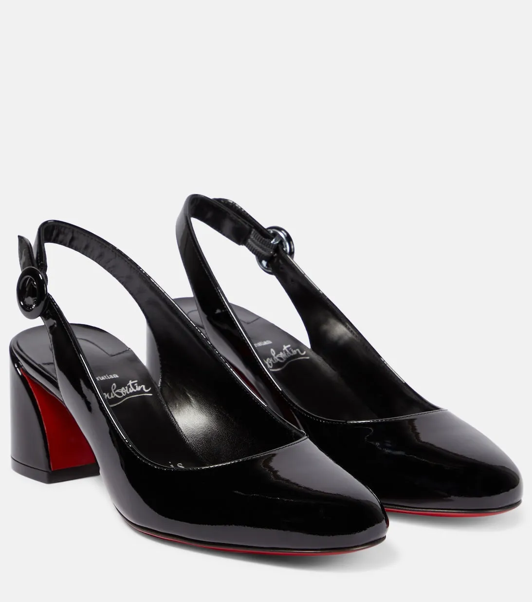 Christian Louboutin Patent Leather Slingback Pumps, Black