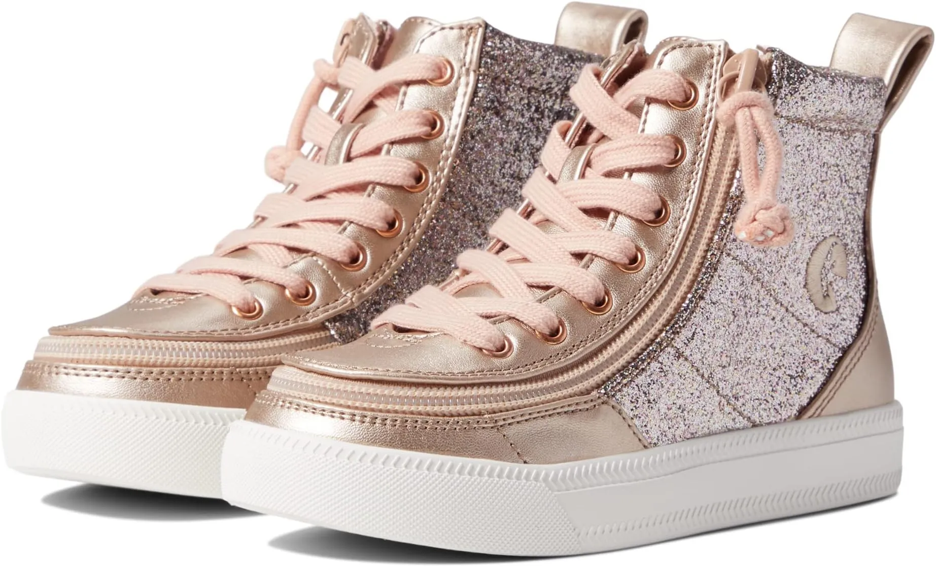 Classic Lace High BILLY Footwear Kids Sneaker, Rose Gold Unicorn