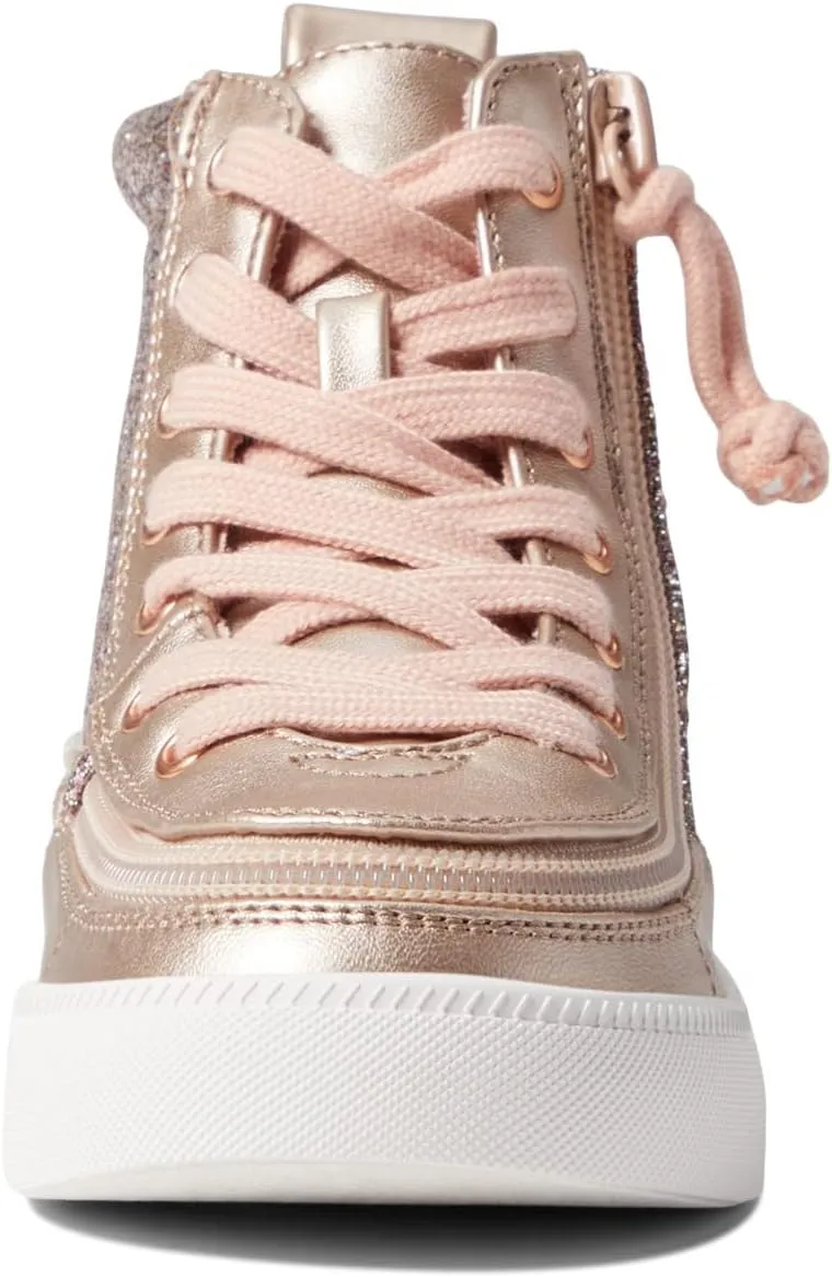 Classic Lace High BILLY Footwear Kids Sneaker, Rose Gold Unicorn