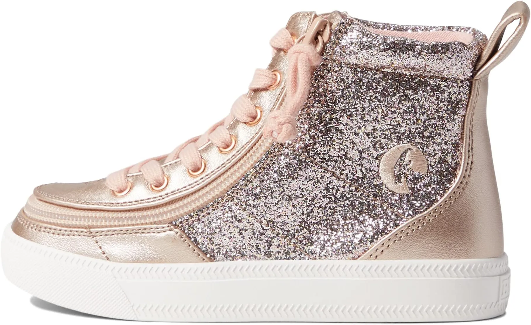 Classic Lace High BILLY Footwear Kids Sneaker, Rose Gold Unicorn