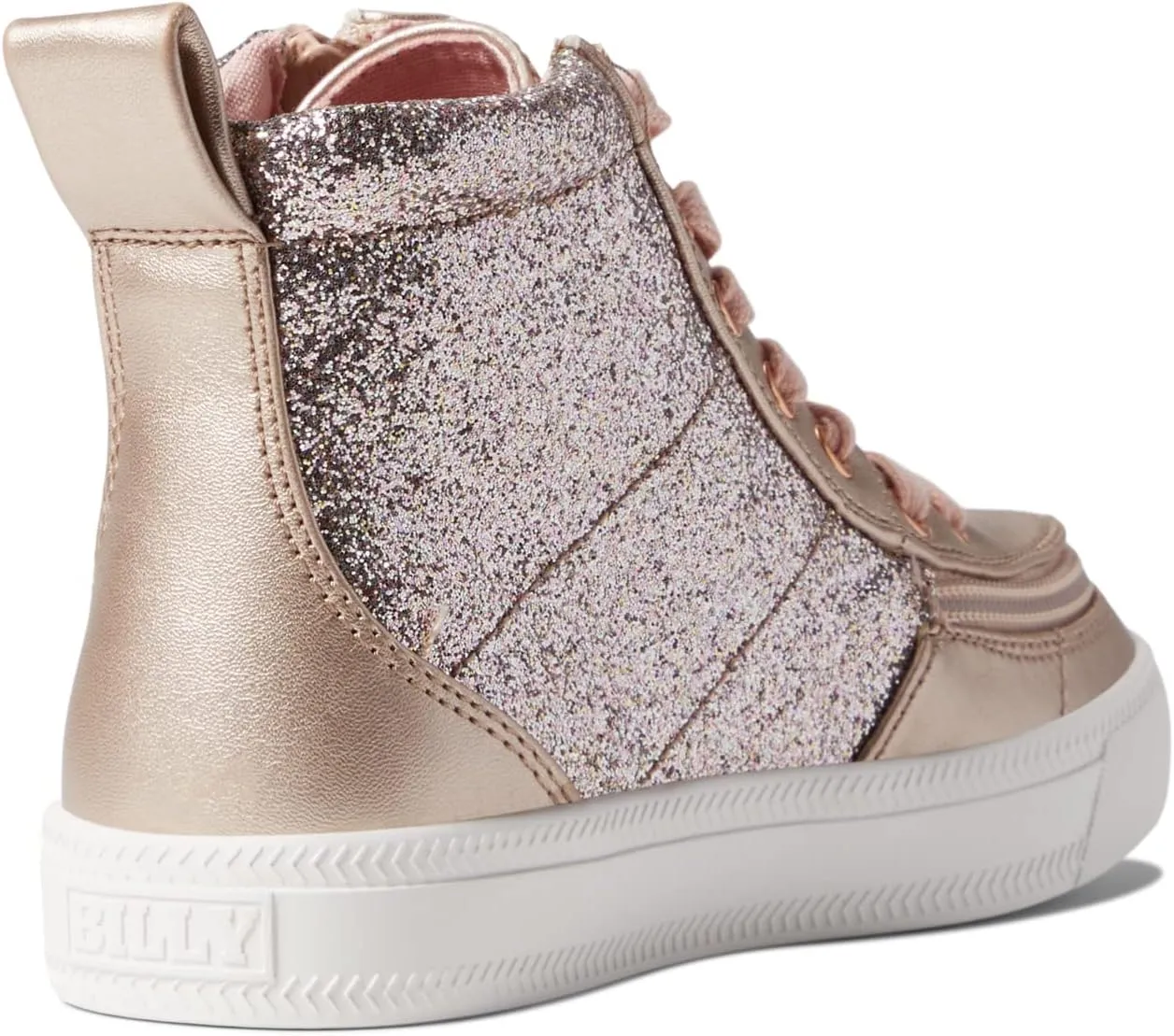 Classic Lace High BILLY Footwear Kids Sneaker, Rose Gold Unicorn