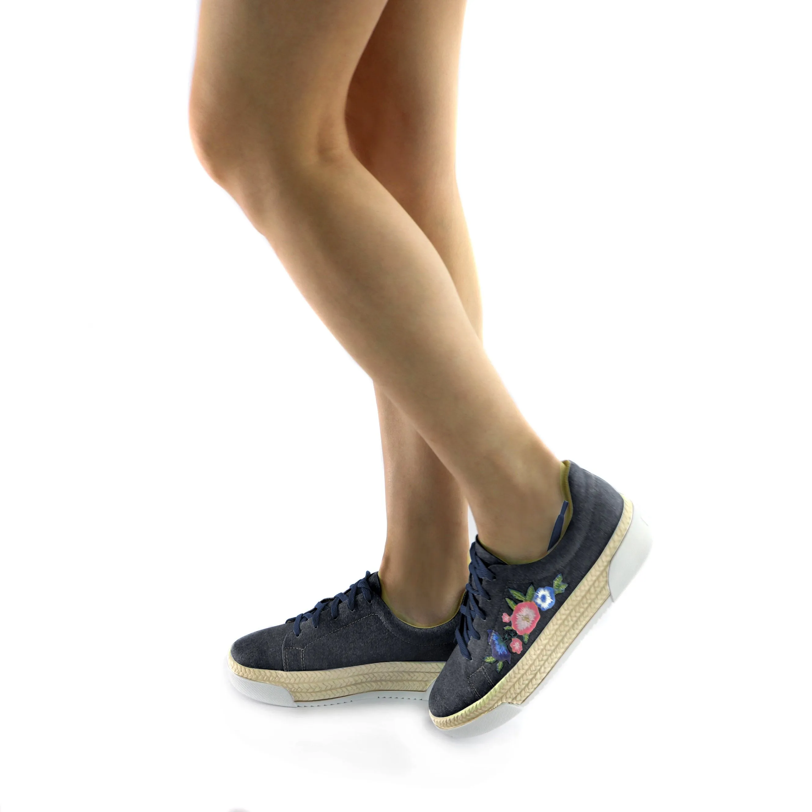 Denim Casual Shoe with Embroidery (978.002)