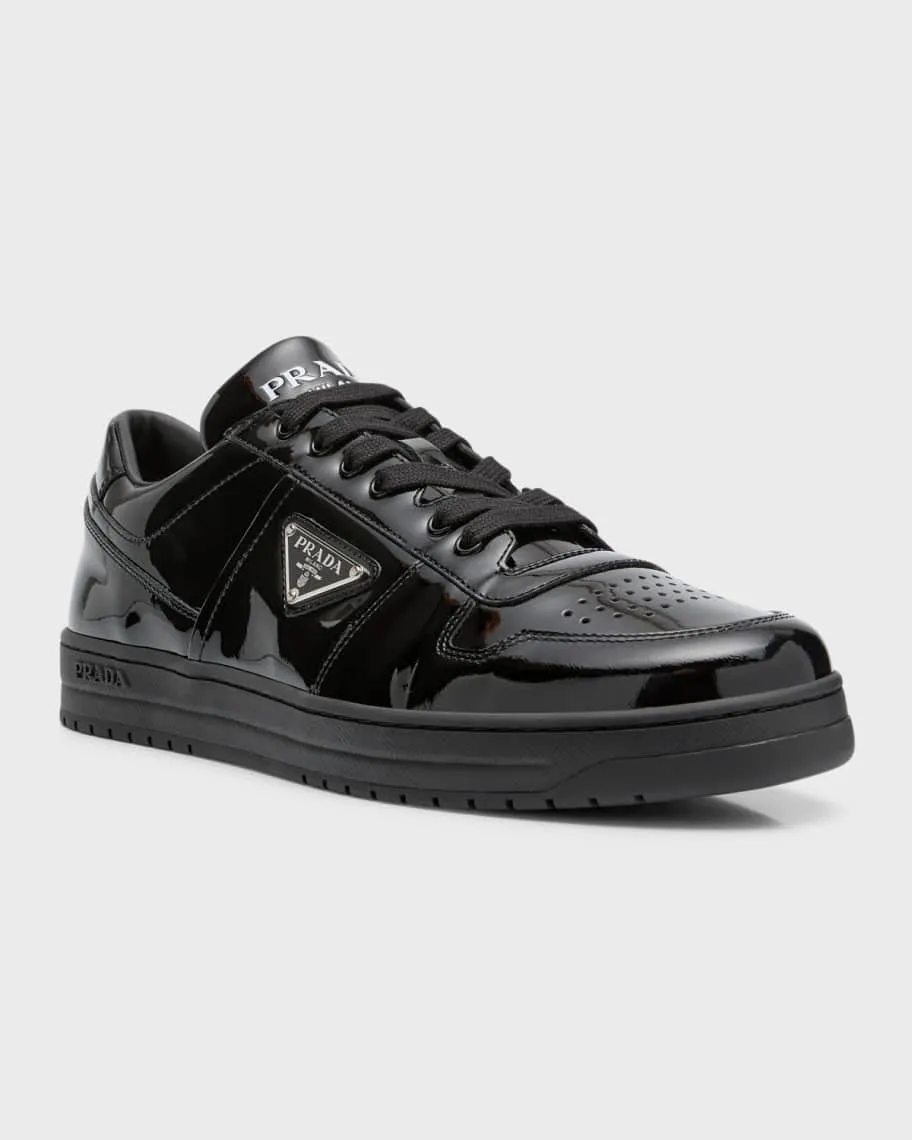 Downtown Prada Men's Patent Leather Low Top Sneakers