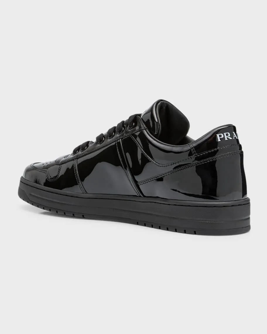 Downtown Prada Men's Patent Leather Low Top Sneakers