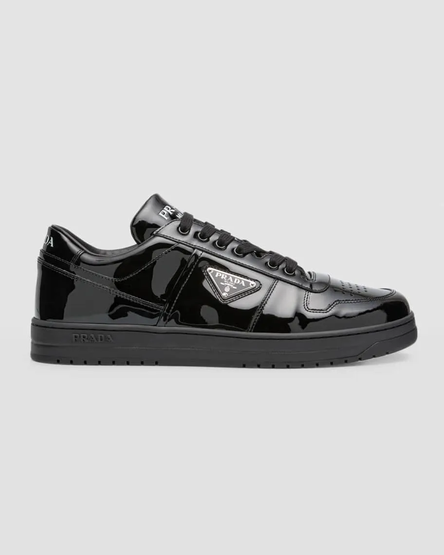 Downtown Prada Men's Patent Leather Low Top Sneakers