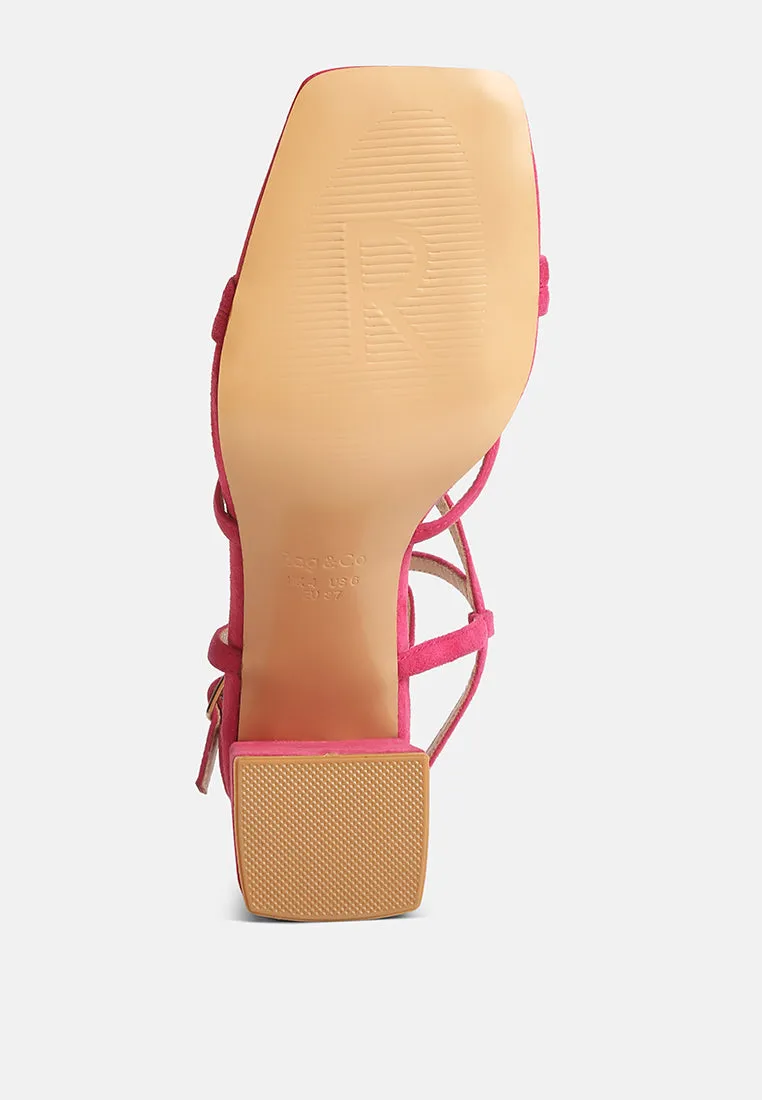 FIORELLA Fuchsia Strappy Block Heel Sandals