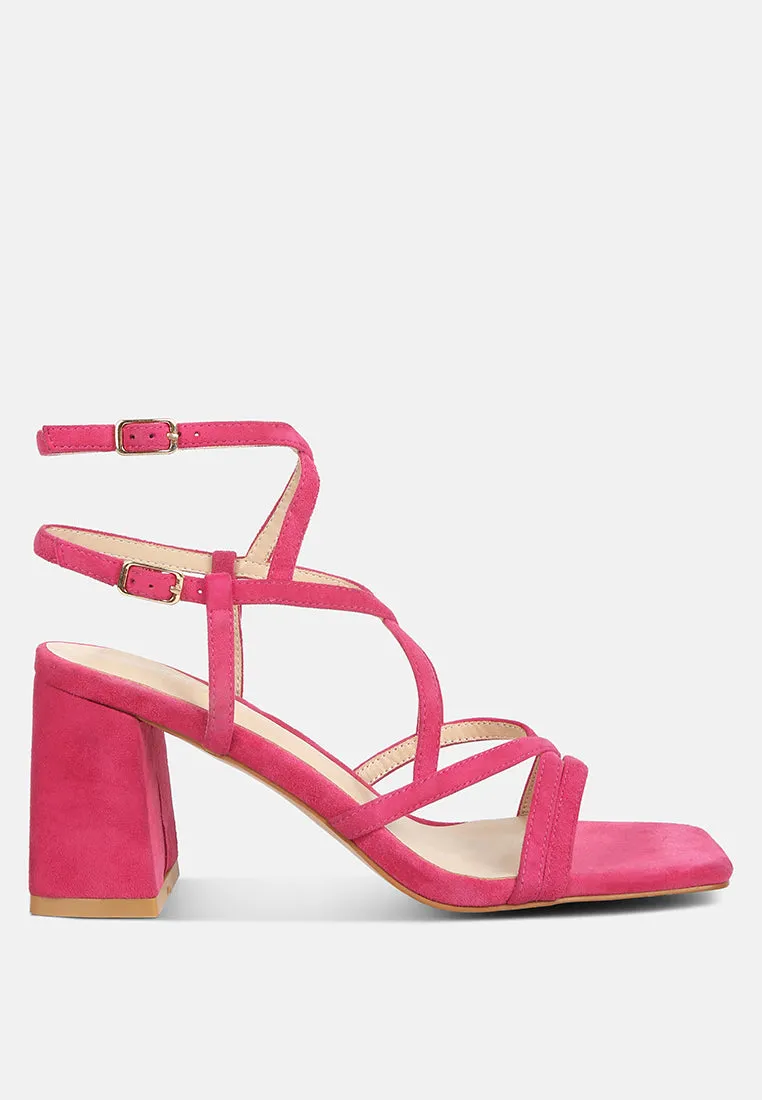 FIORELLA Fuchsia Strappy Block Heel Sandals