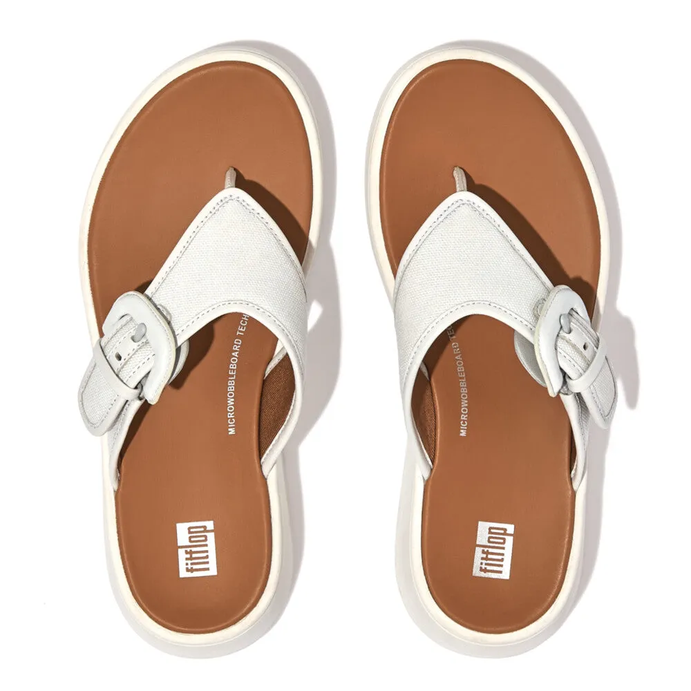 FitFlop F-Mode Flatform Buckle Canvas Sandals - Seafoam Blue