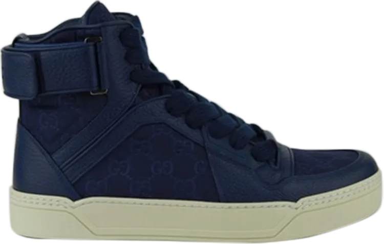 Gucci Nylon Guccissima High Top Sneakers, blue