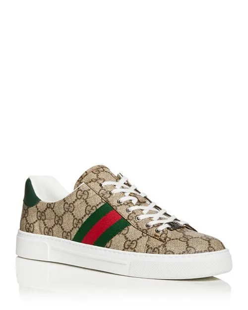 Gucci Women's Ace Lace-up Low Top Sneakers, Brown