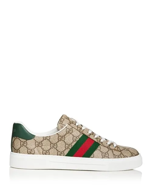 Gucci Women's Ace Lace-up Low Top Sneakers, Brown