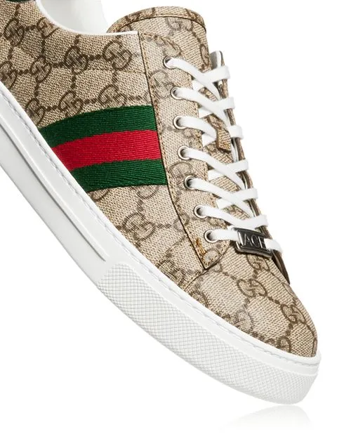 Gucci Women's Ace Lace-up Low Top Sneakers, Brown