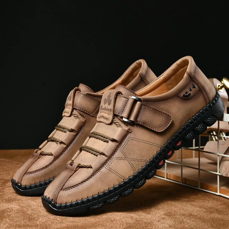 Handmade outdoor men's casual breathable leather shoes