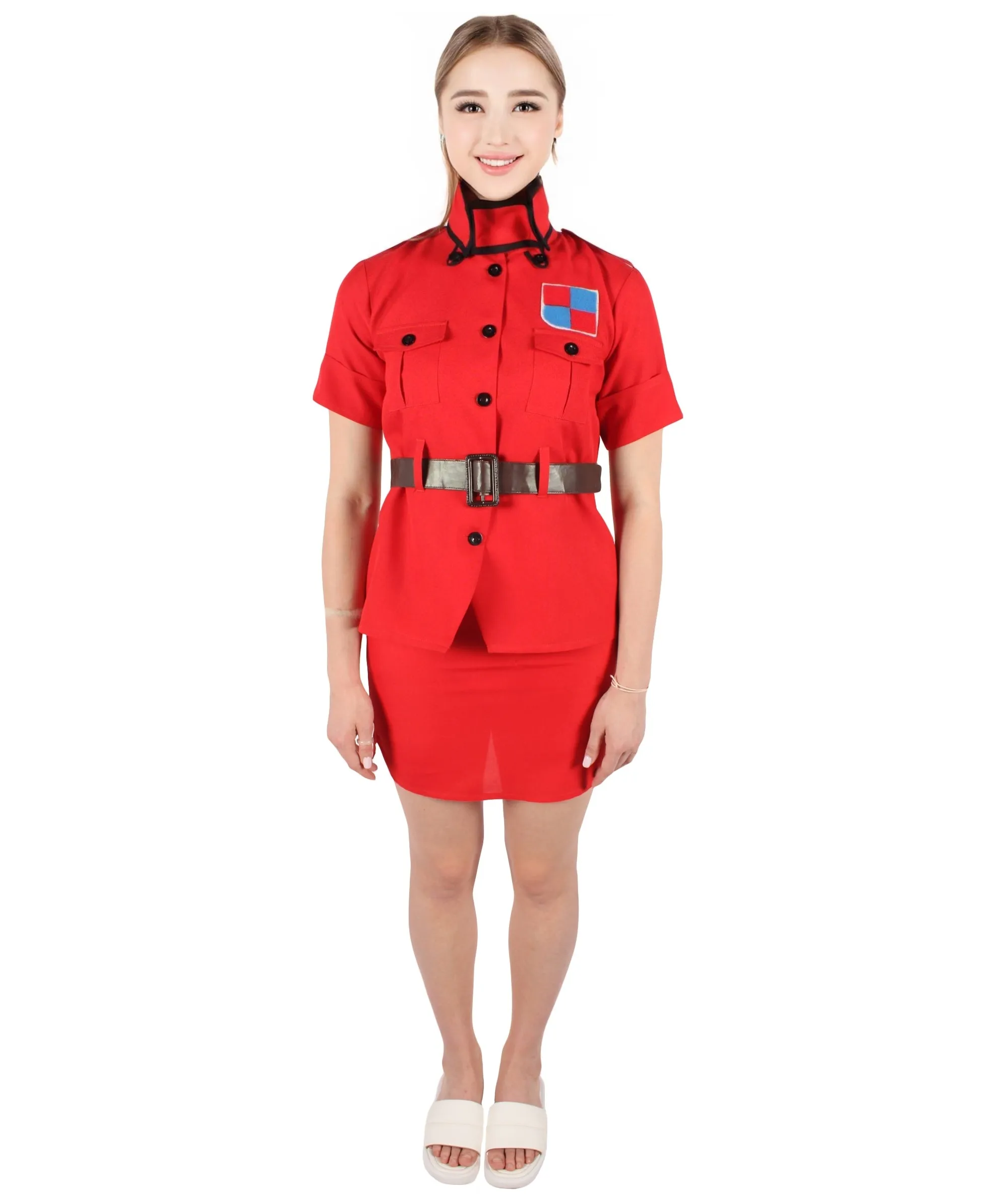 HPO Adult Women's Anime Mini Series Protagonist Red Uniform Costume Set I Suitable for Halloween I Flame-retardant Synthetic Fabric