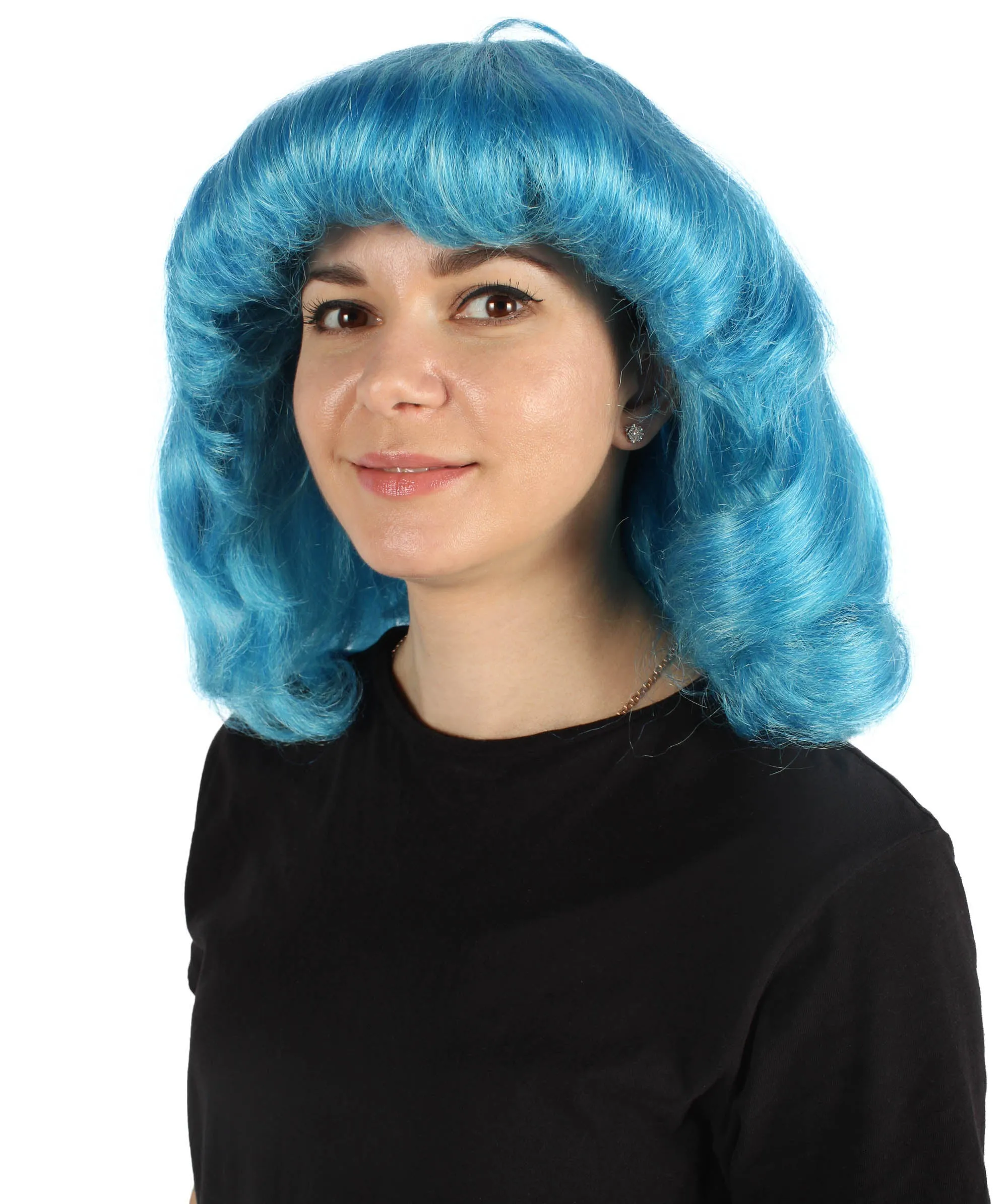 HPO Adult Women's Punk Blue Cosplay Wig, Perfect for Halloween and Cosplay, Flame-retardant Synthetic Fiber