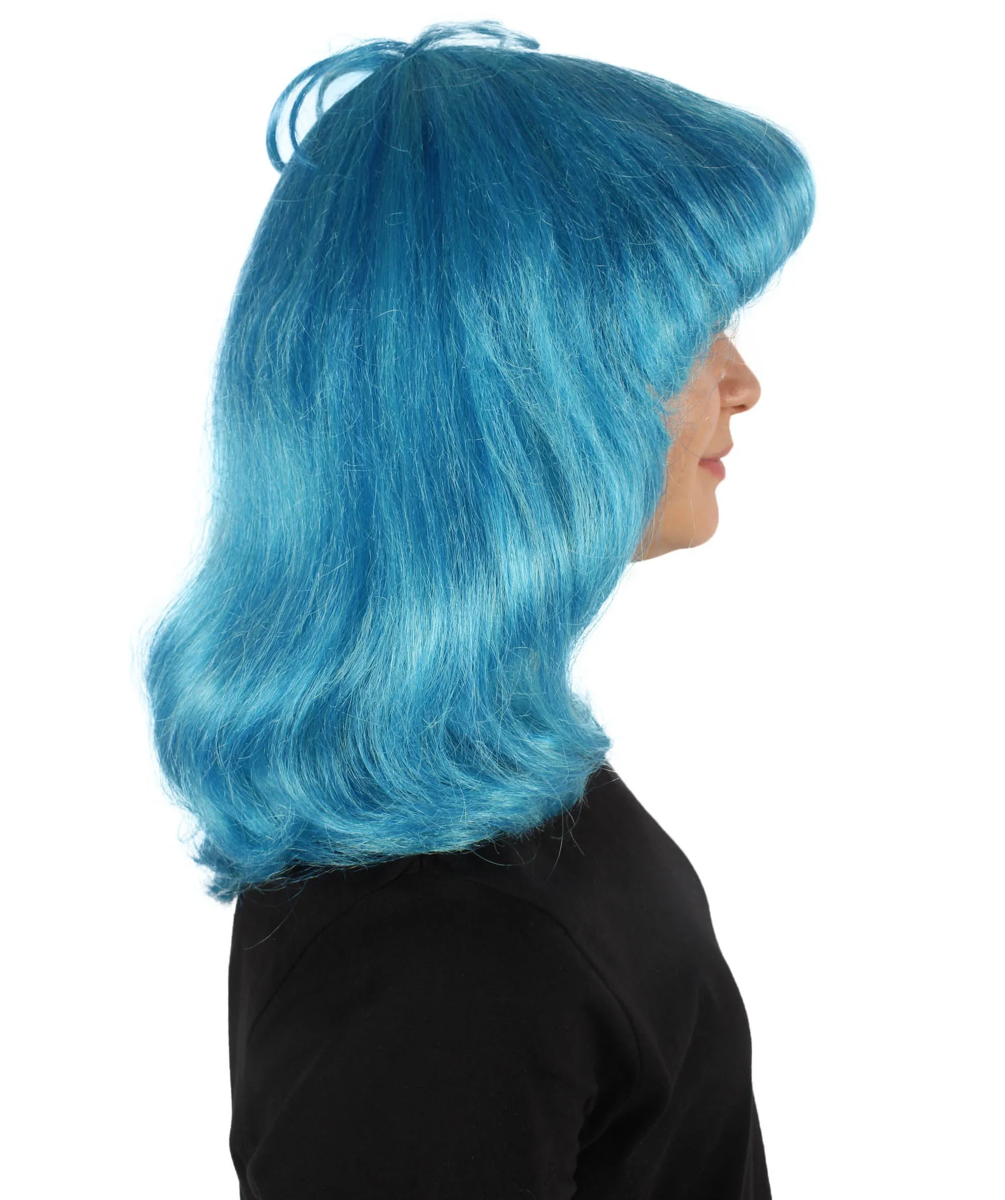 HPO Adult Women's Punk Blue Cosplay Wig, Perfect for Halloween and Cosplay, Flame-retardant Synthetic Fiber