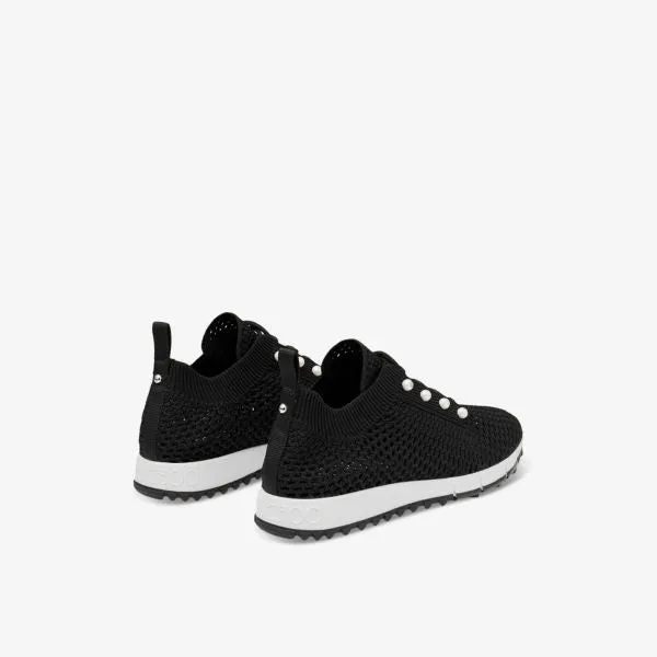 Jimmy Choo Veles Knitted Low Top Sneaker with Pearls, Black