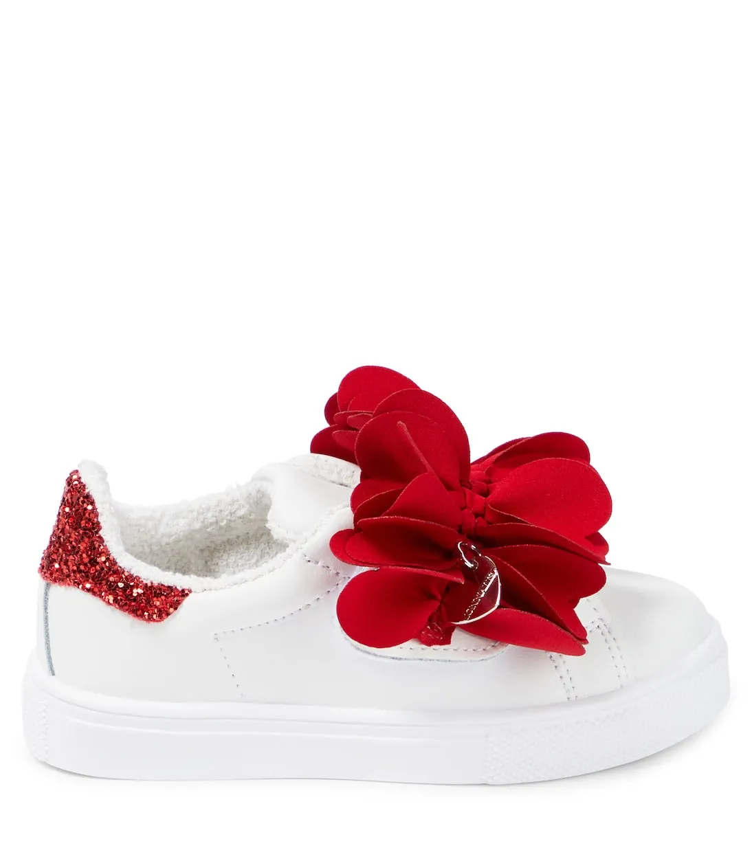 Leather sneakers with Monnalisa petals, multicolor