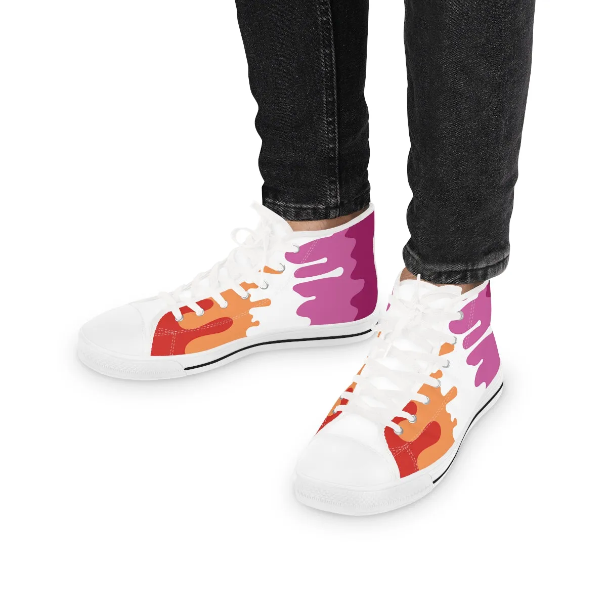 Lesbian Drip Rainbow Flag LGBTQ High Top Sneakers Unisex Size