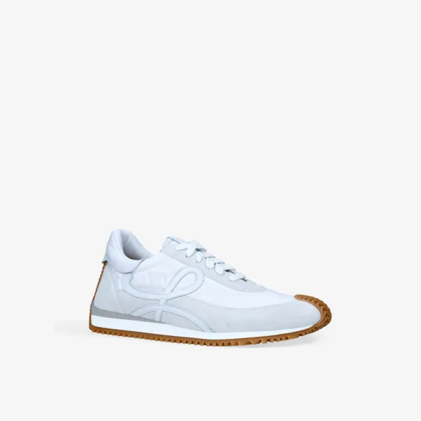 Loewe Flow Runner Suede and Nylon Anagram Pattern Low Top Sneaker, White