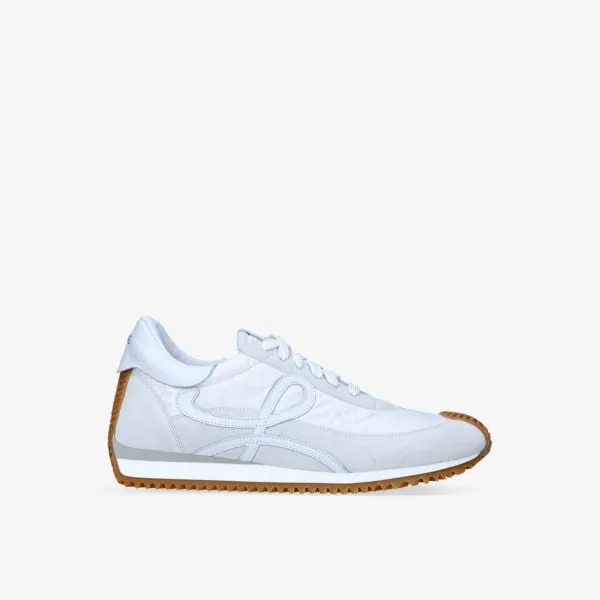 Loewe Flow Runner Suede and Nylon Anagram Pattern Low Top Sneaker, White