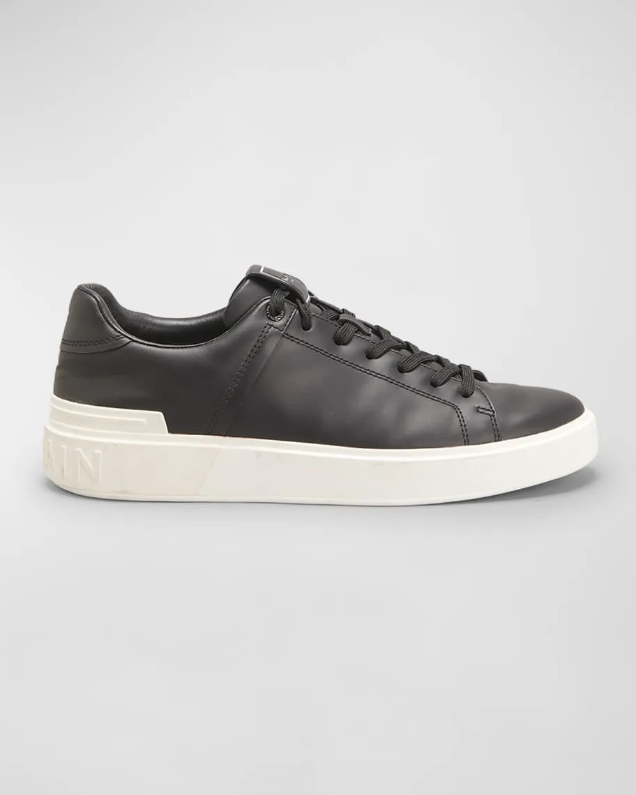 Men's B-Court Balmain Leather Low Top Sneakers