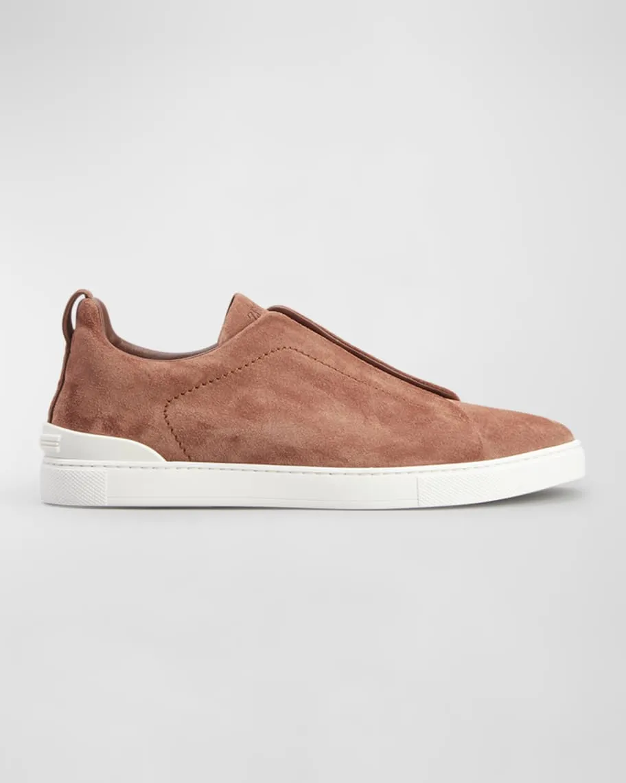 Men's Triple Stitch Suede Low Top Sneakers ZEGNA