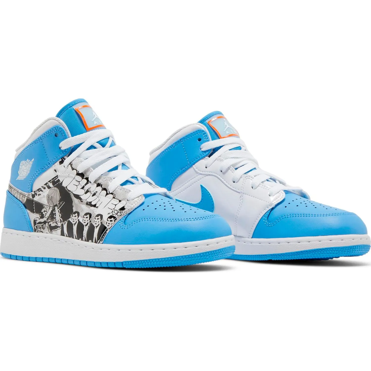 Nike Air Jordan 1 Mid GS sneakers, white-blue