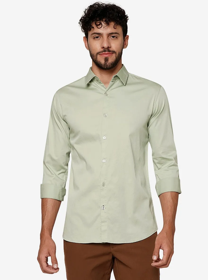 Pista Solid Slim Fit Casual Shirt | JadeBlue