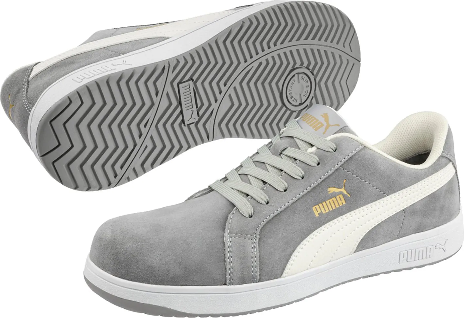 Puma Safety Mens Iconic Low ASTM SD Grey Suede Work Shoes