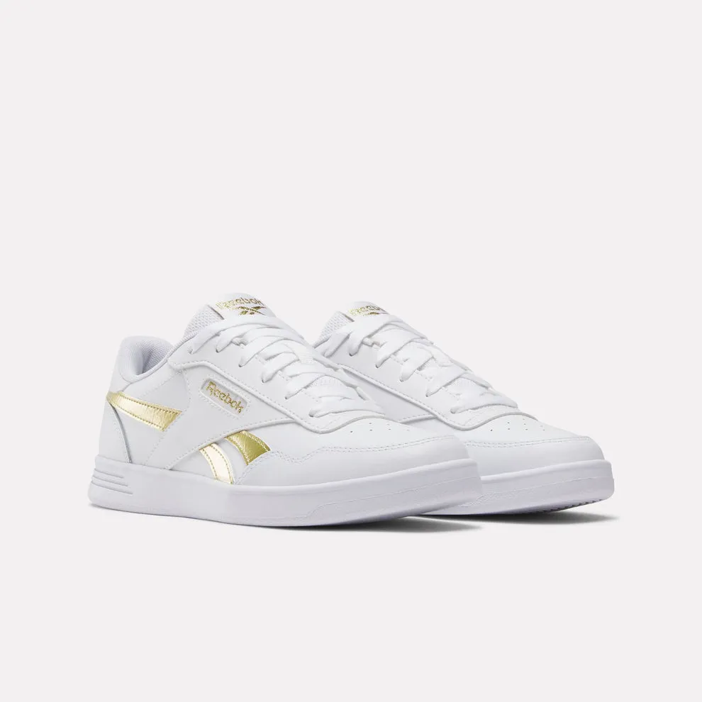 REEBOK WOMEN'S COURT ADVANCE WHITE/GOLD SNEAKER SHOES