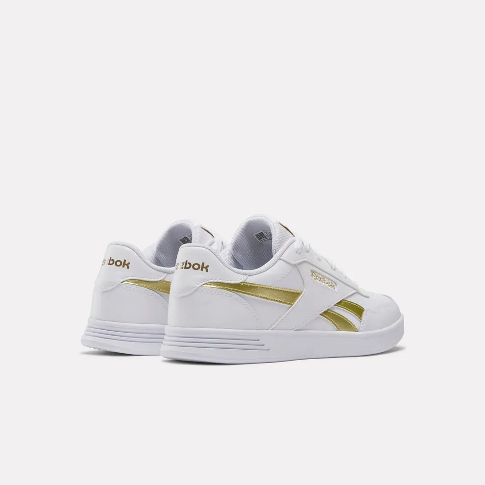 REEBOK WOMEN'S COURT ADVANCE WHITE/GOLD SNEAKER SHOES