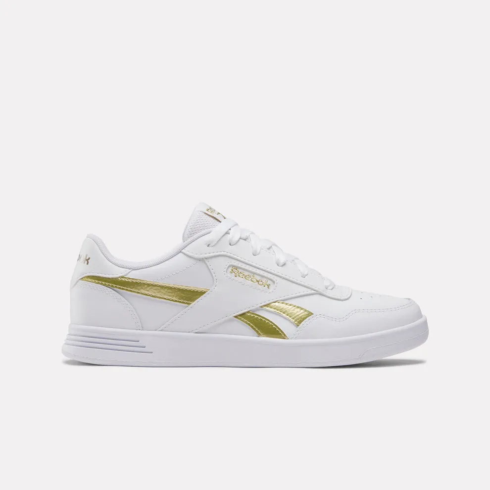 REEBOK WOMEN'S COURT ADVANCE WHITE/GOLD SNEAKER SHOES