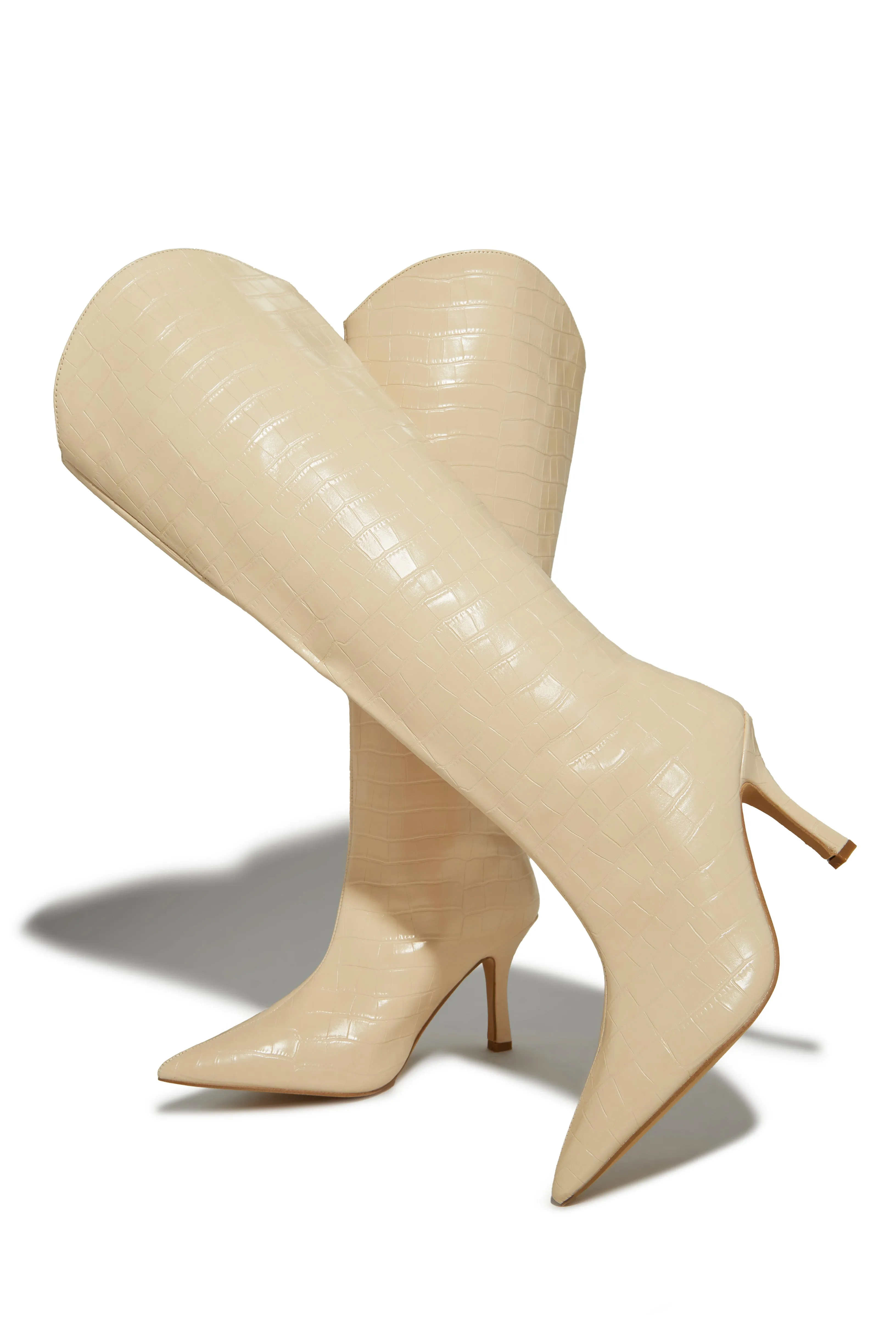 Shyla Knee High Boots - Ivory